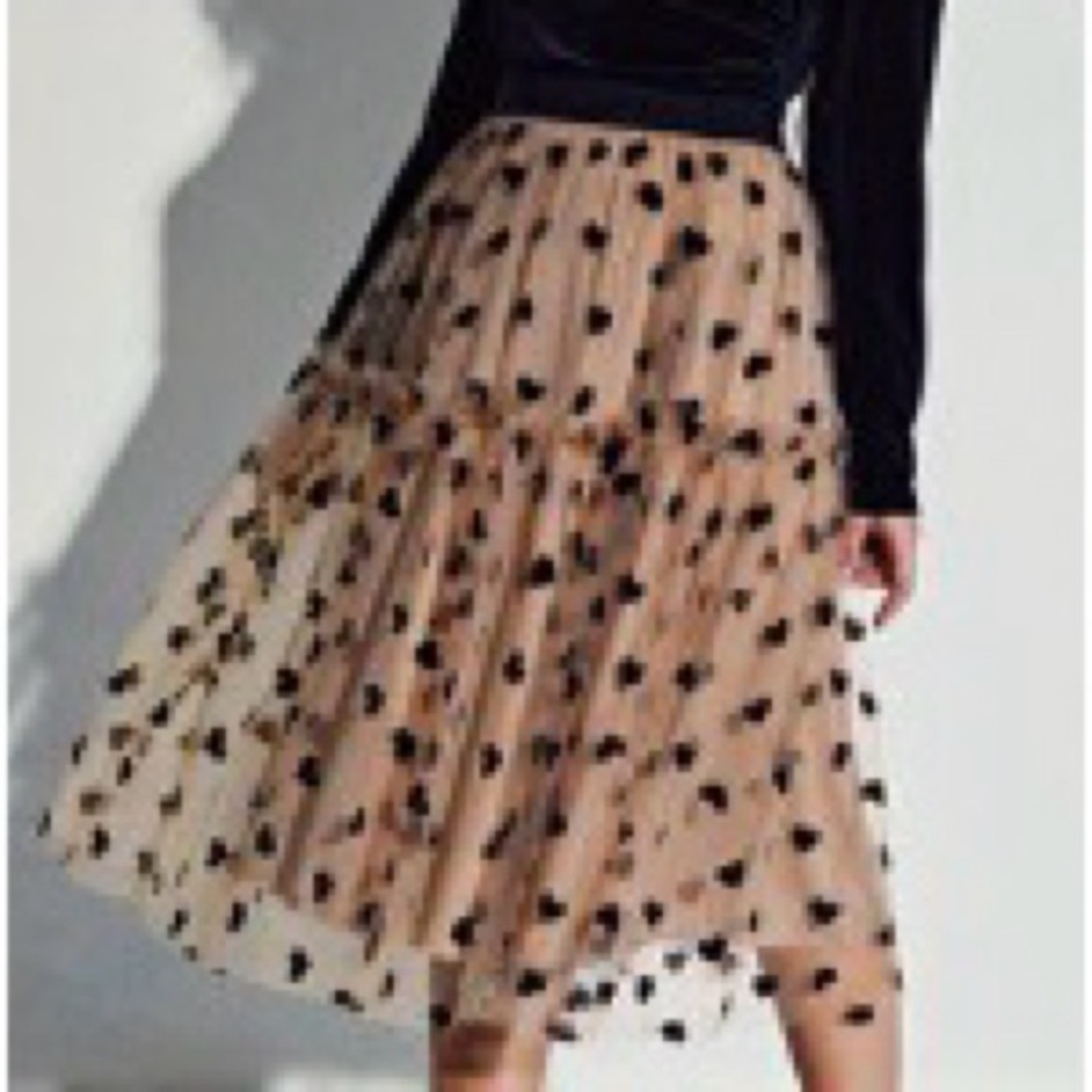 Plus Frill Trim Heart Mesh Overlay Skirt